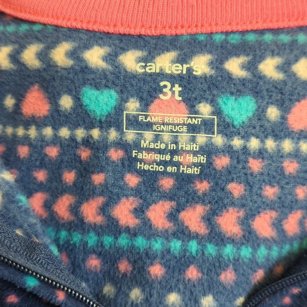 3/$20🌟 Carter's Girls Fair Isle Fleece Long-Sleeve Loose Fit Footed Pajamas 3T